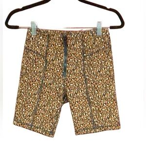 Free People leopard biker shorts with front zip size XS